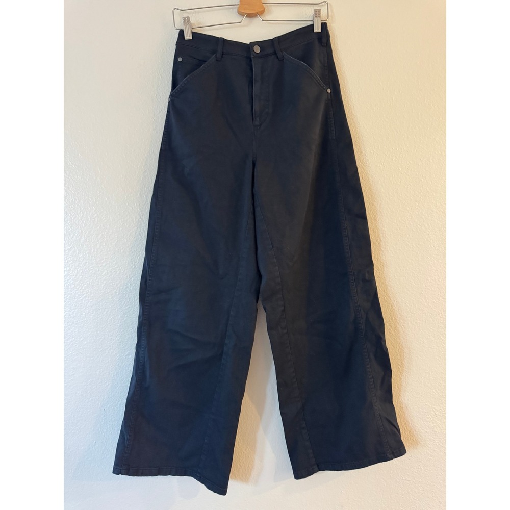 Pilcro Wide Leg Pants High Waisted Cropped Carpenter XS Black Excellent